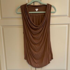 Brown Draped Sleeveless Top